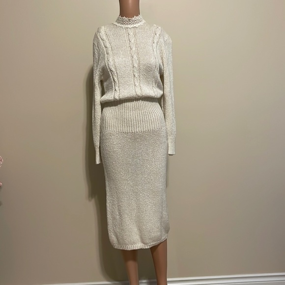 GORGEOUS RARE VINTAGE Gunne Sax Handloome cream sweater size S - Picture 4 of 9